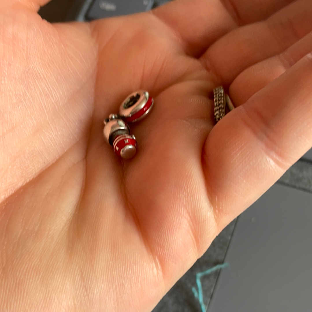 Genuine Pandora Japanese Kokeshi Doll Dangle Charm With Red Enamel Details