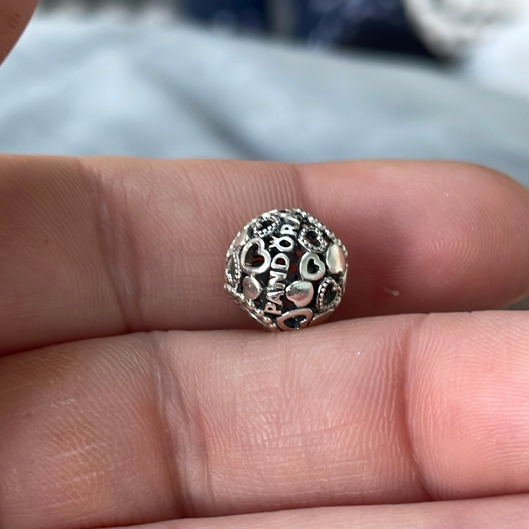 Genuine Pandora Openwork Heart Logo PANDORA Charm