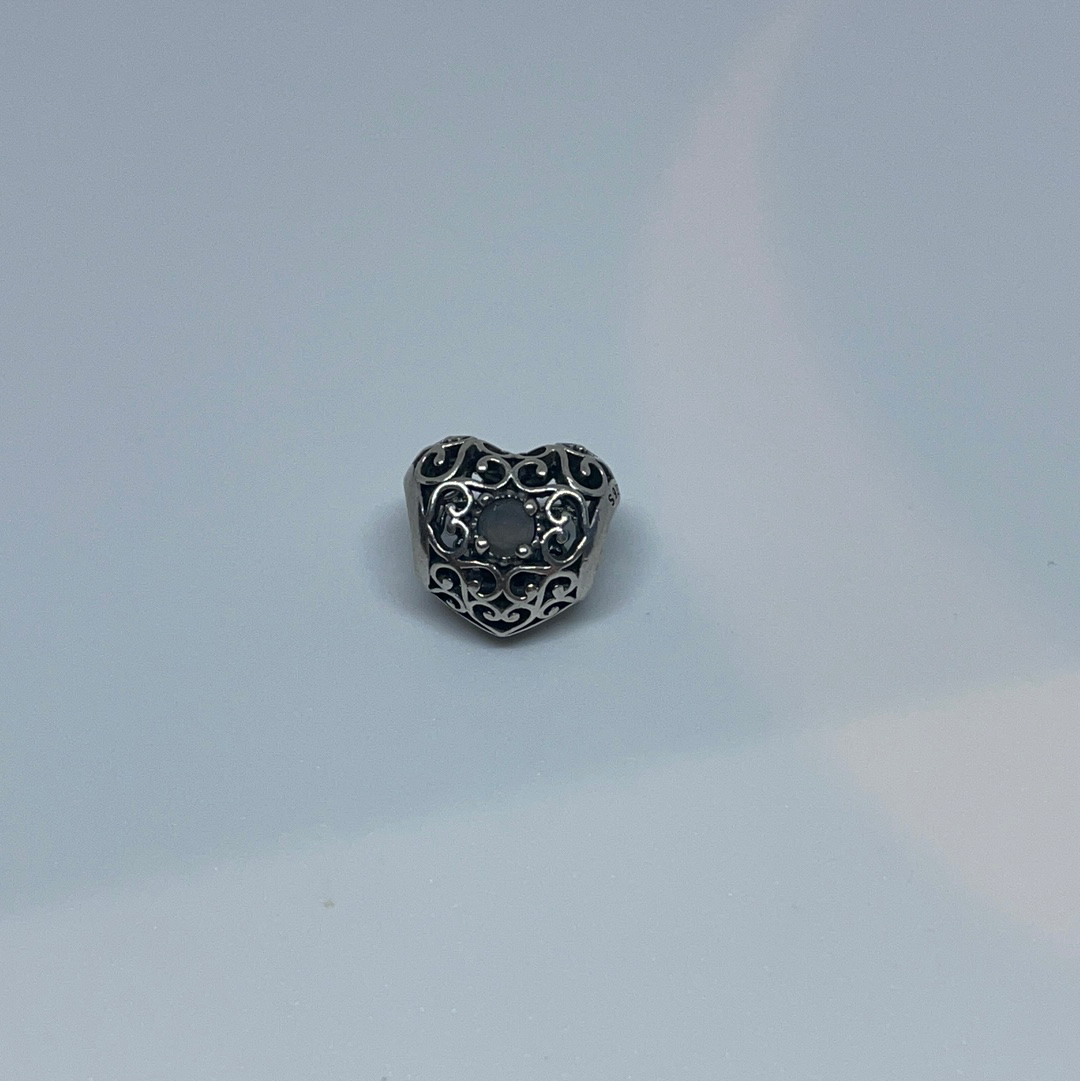 Genuine Pandora Dark Grey Birthstone Heart
