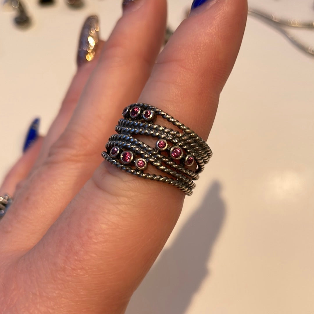 Genuine Pandora Rare HTF Hidden Romance Rhodolite Ring...