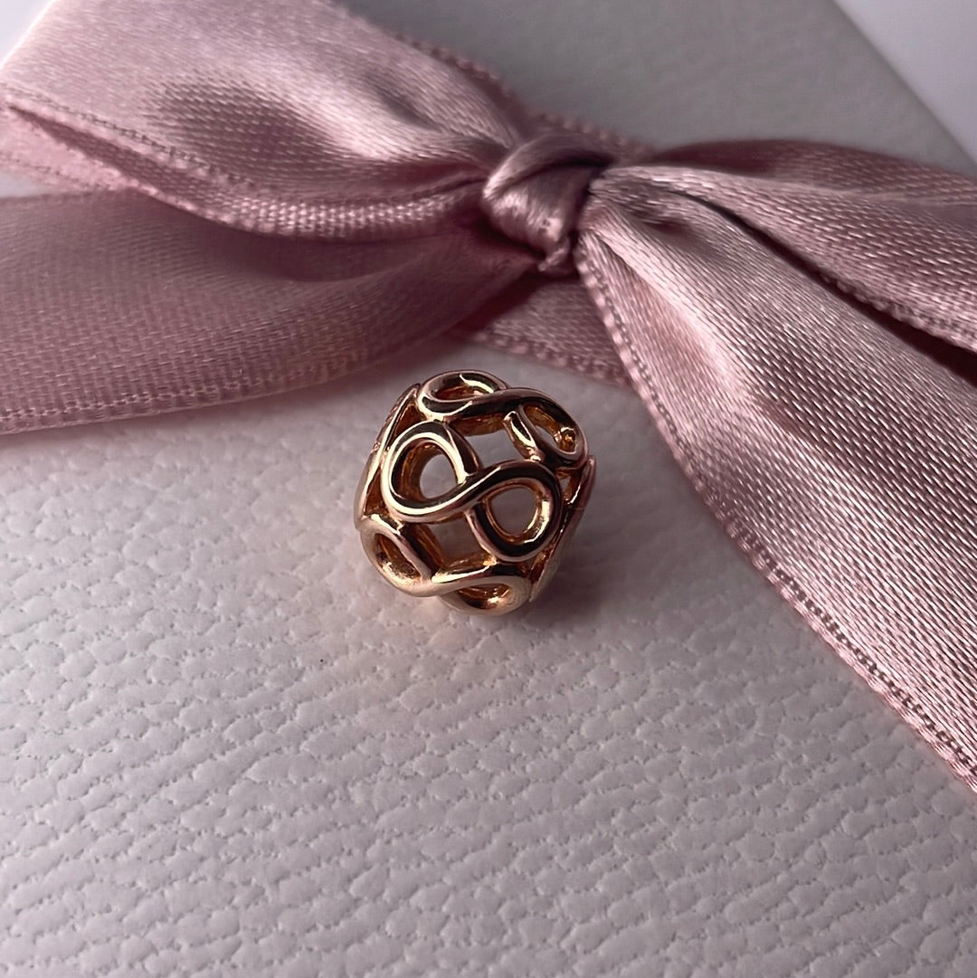 Genuine Pandora Rose Gold Infinity Openwork Charm