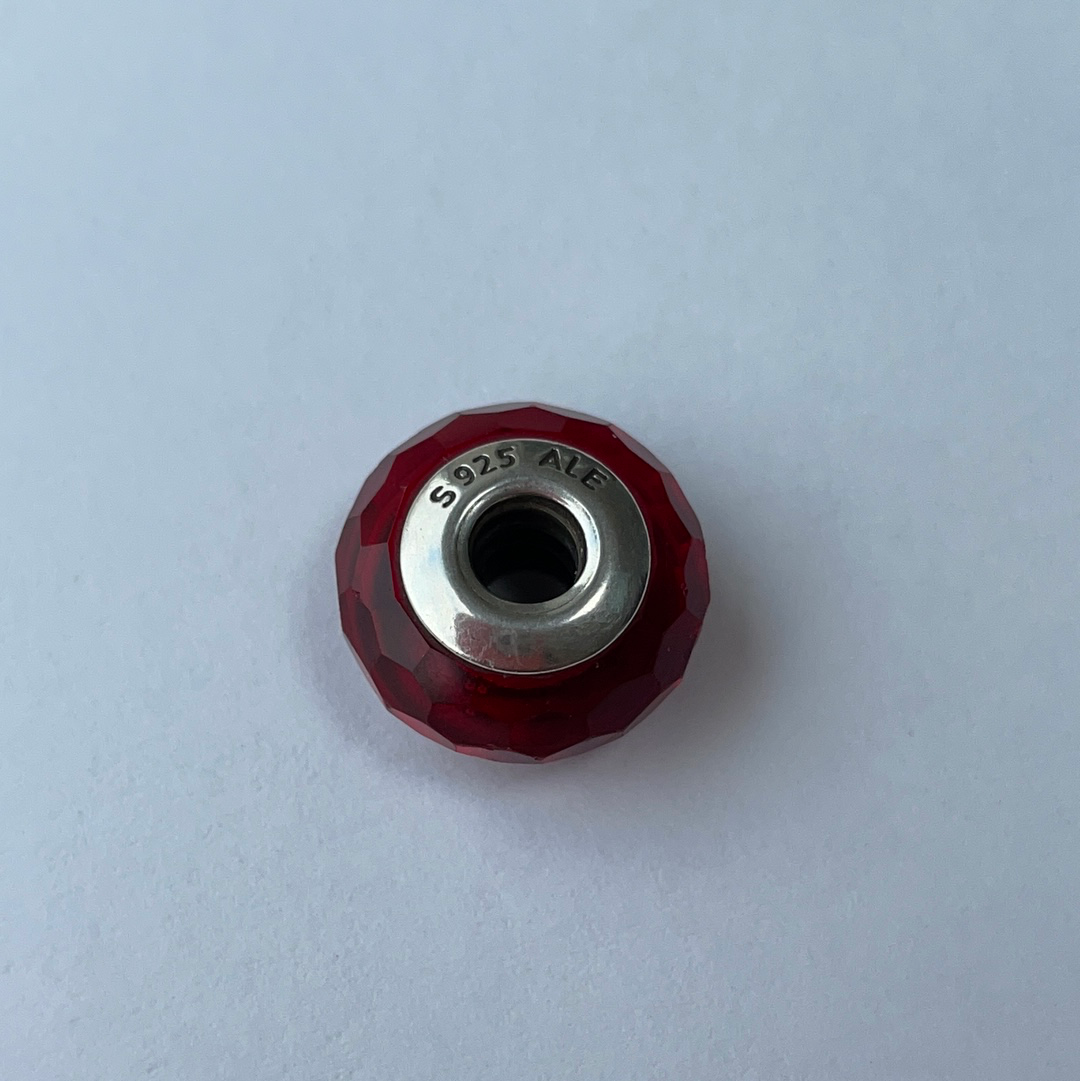 Genuine Pandora Red Faceted Glass Murano