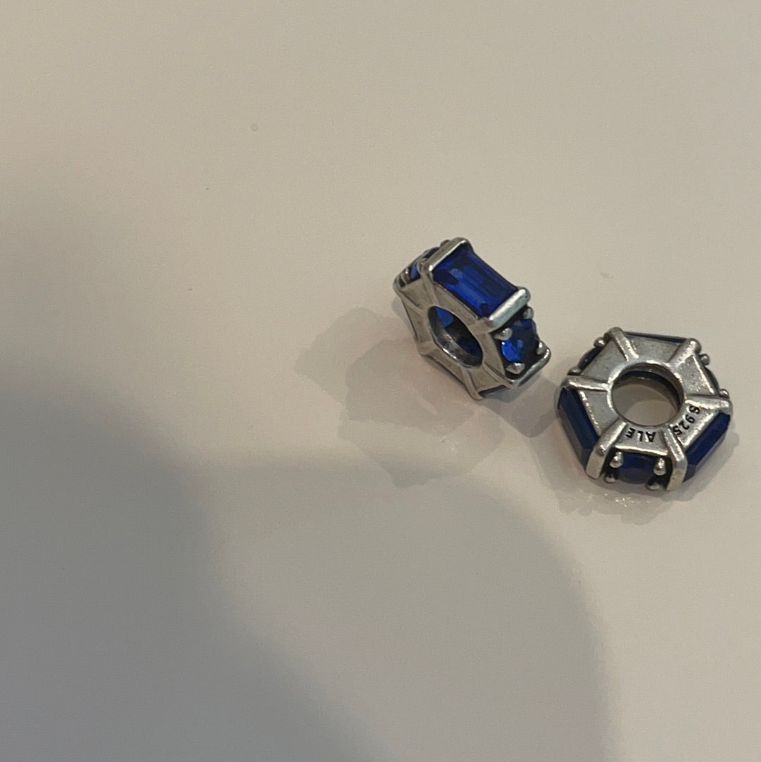 Genuine Pandora Blue CZ Stone Spacer Charm Glacial Beauty Ice Cube x1
