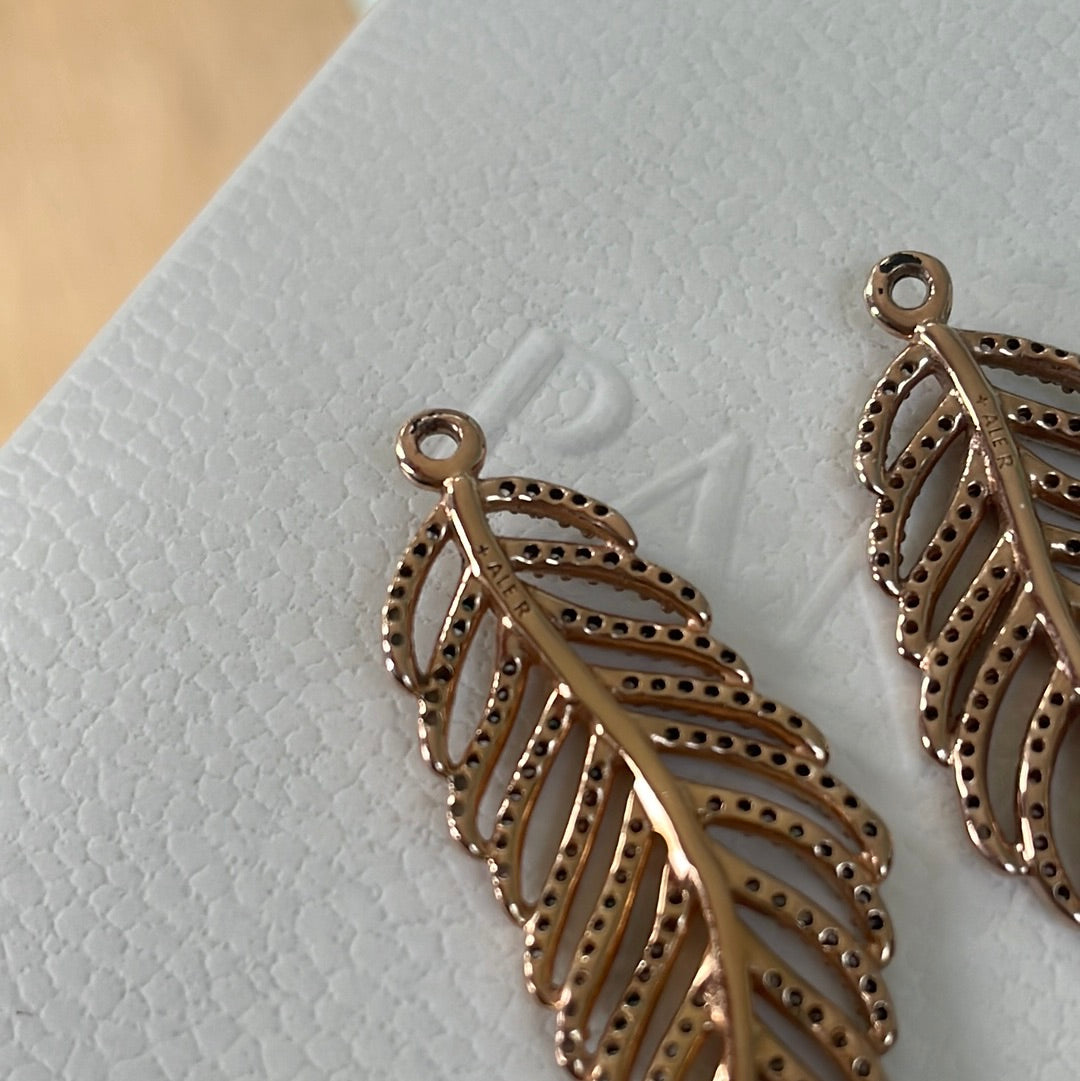 Genuine Pandora Rose Gold Compose Pave Feathers RARE DEFECT