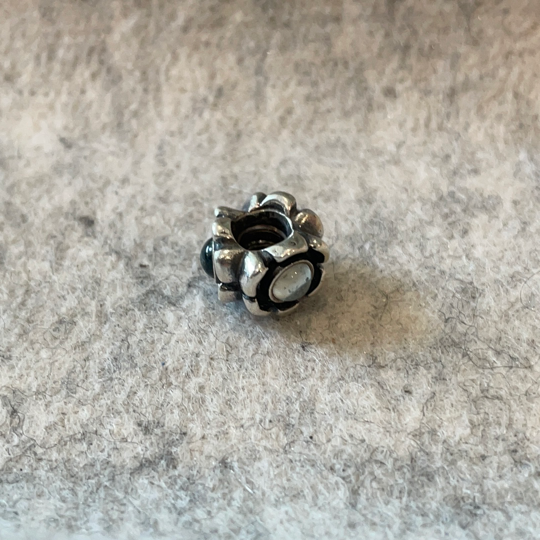 Genuine Pandora Morning Glory Moonstone/ Topaz Flower Retired Charm