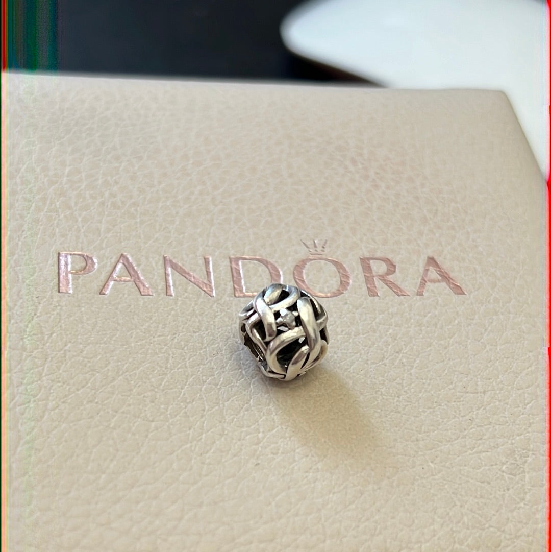 Genuine Pandora Pave Openwork Woven Infinity Together Charm