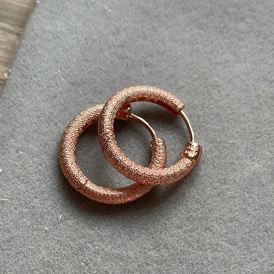Genuine Pandora Rose Gold Matte Brilliance Medium Sized Hoop Earrings
