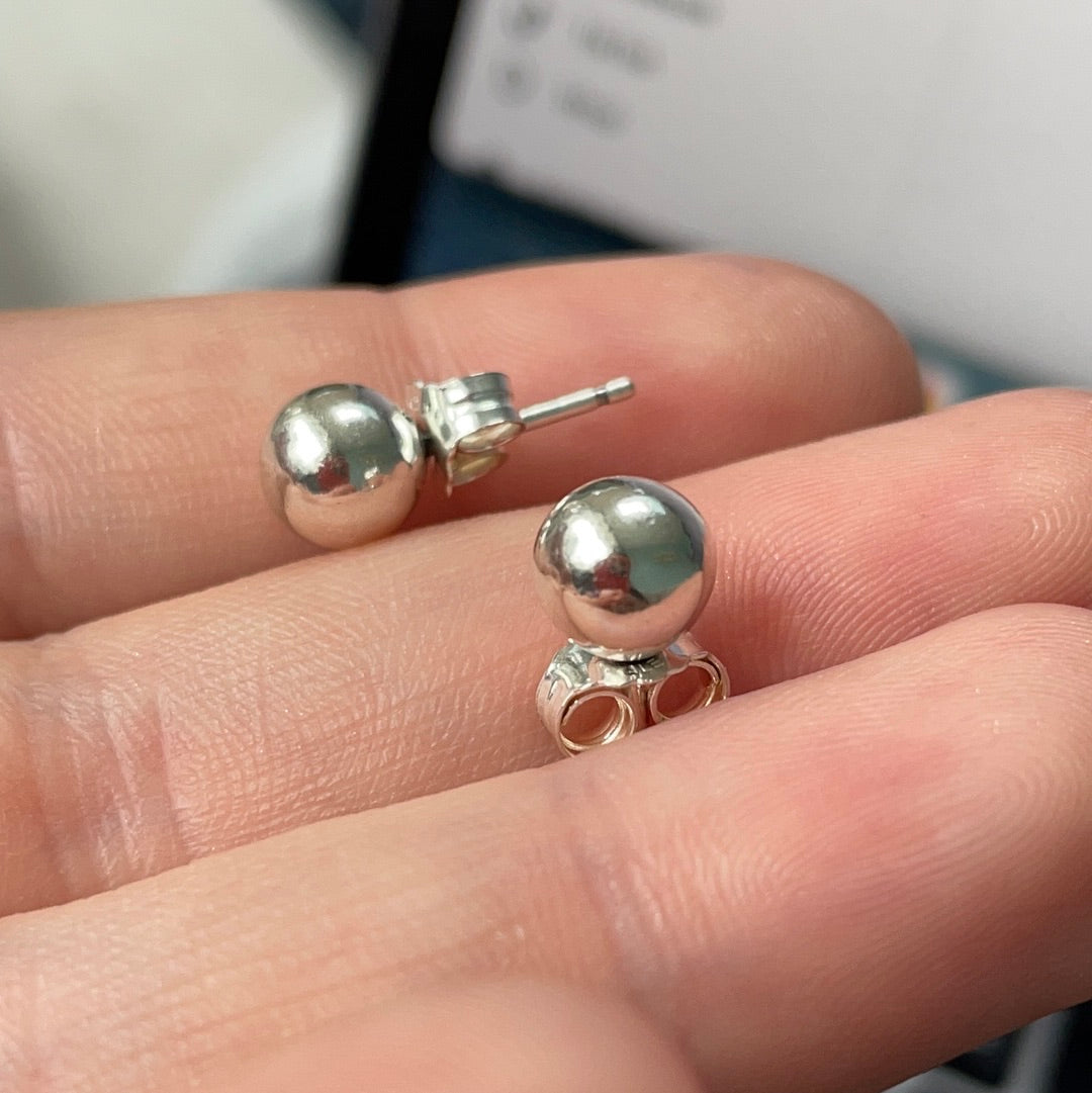 Genuine Pandora Plain String of Beads Ball Earrings Studs