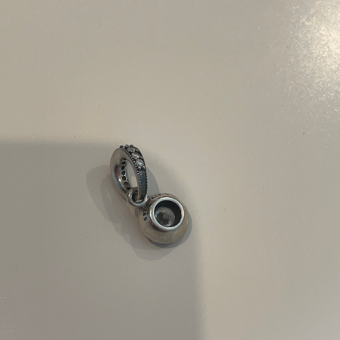 Genuine Pandora Pave Sparkling Circle Dangle Pendant Charm