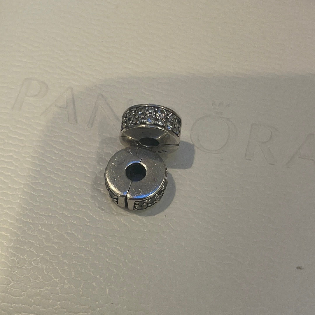 Genuine Pandora Clear/ Pink/ Purple Pave Sparkle Silicone Insert Clips
