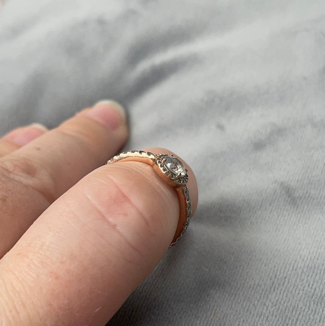 Genuine Pandora Rose Gold Circle CZ Ring Pave All Around the Band Size 56