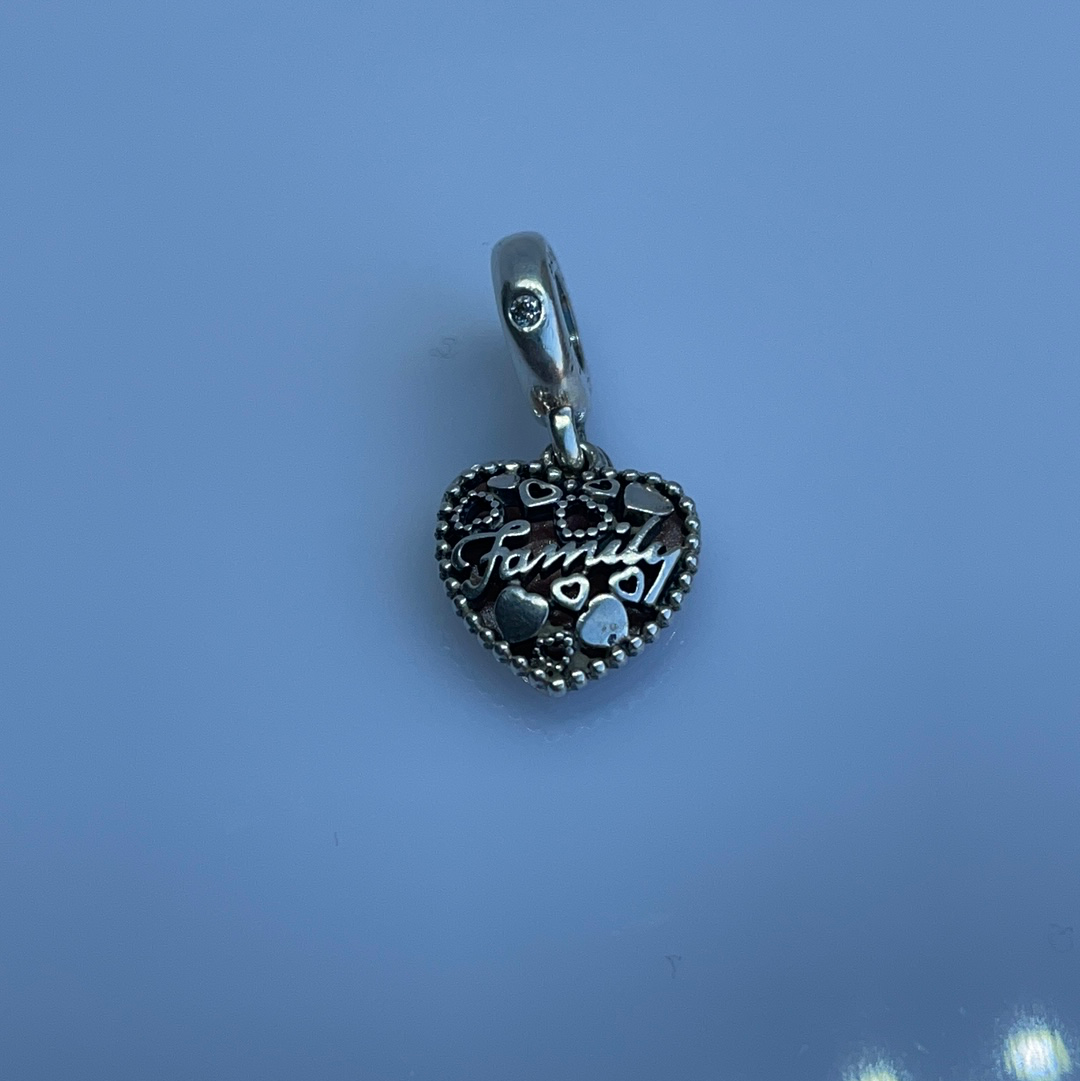 Genuine Pandora Pink Family Heart Enamel Charm Dangle Gift