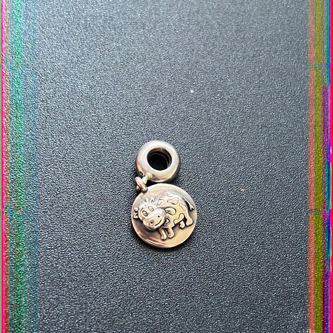 Genuine Pandora Cow Zodiac Dangle Rare HTF Animal Charm