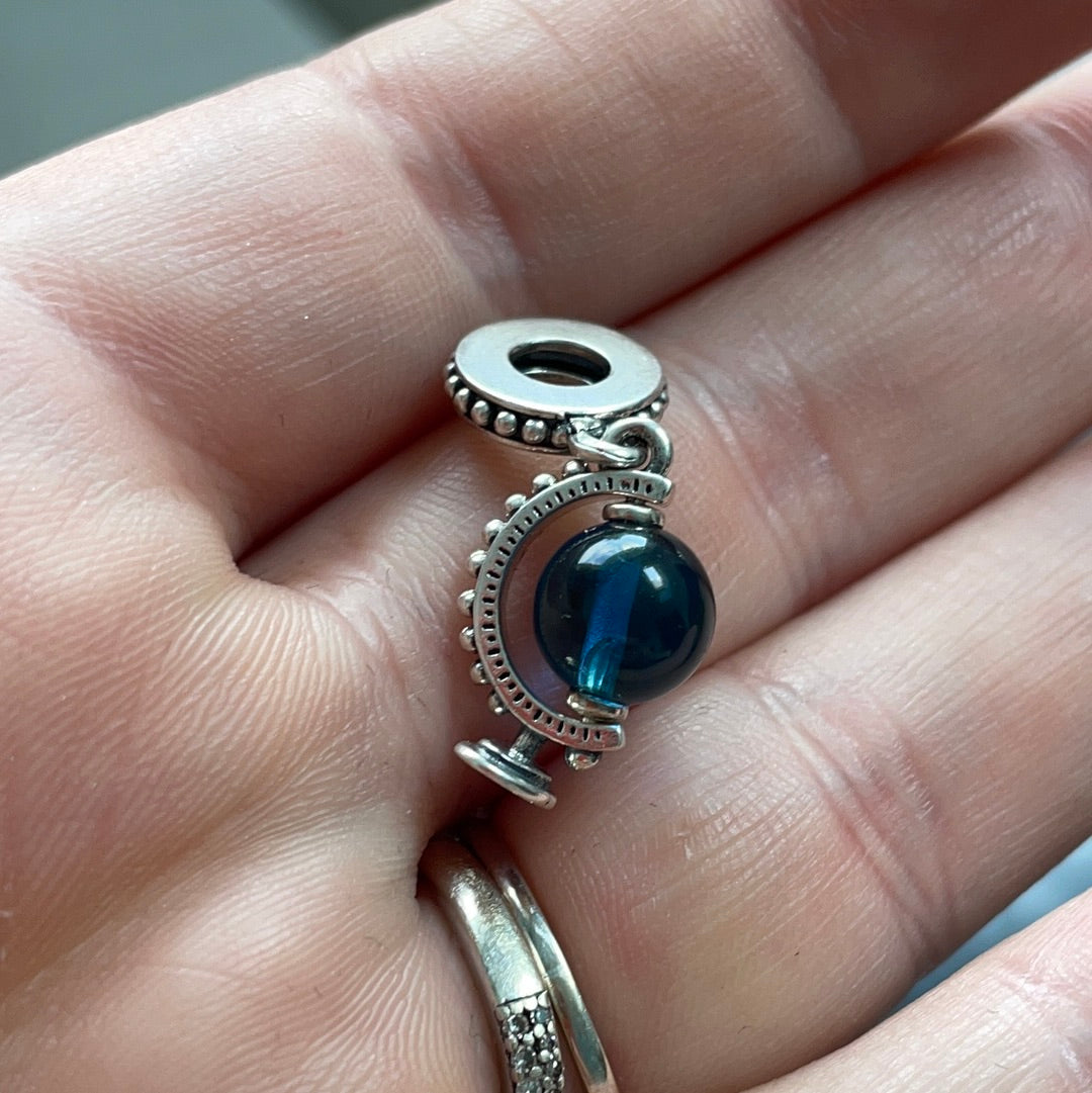 Genuine Pandora Beautiful World Globe Spinning Dangle Charm