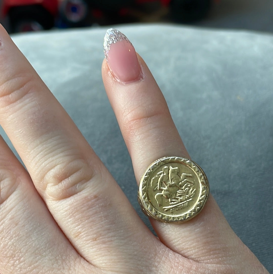 Sterling Silver and Gold Tone Sovereign Ring George II Size 50
