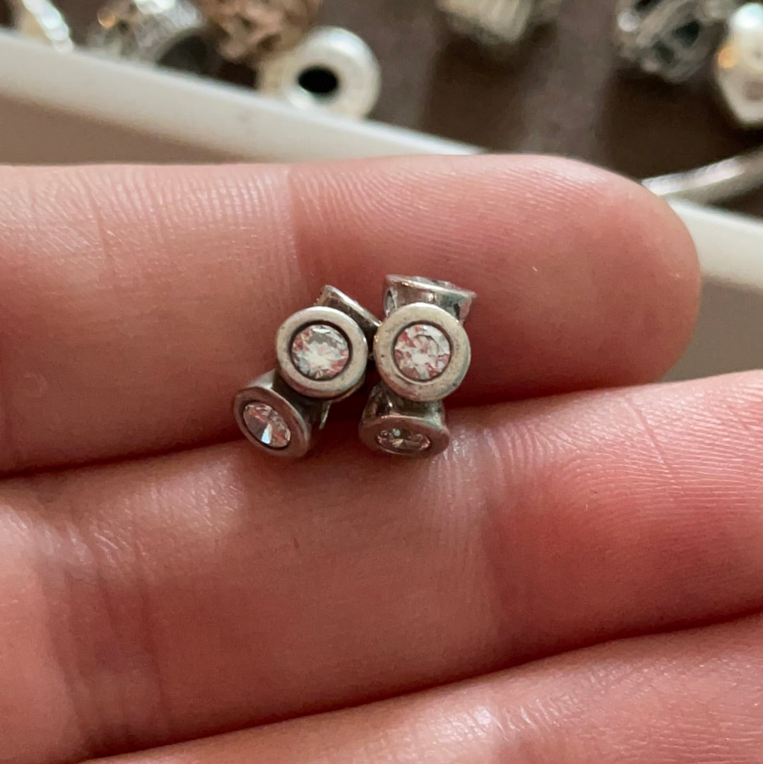 Genuine Pandora Clear Stone Spacer Charm Retired - PAIR