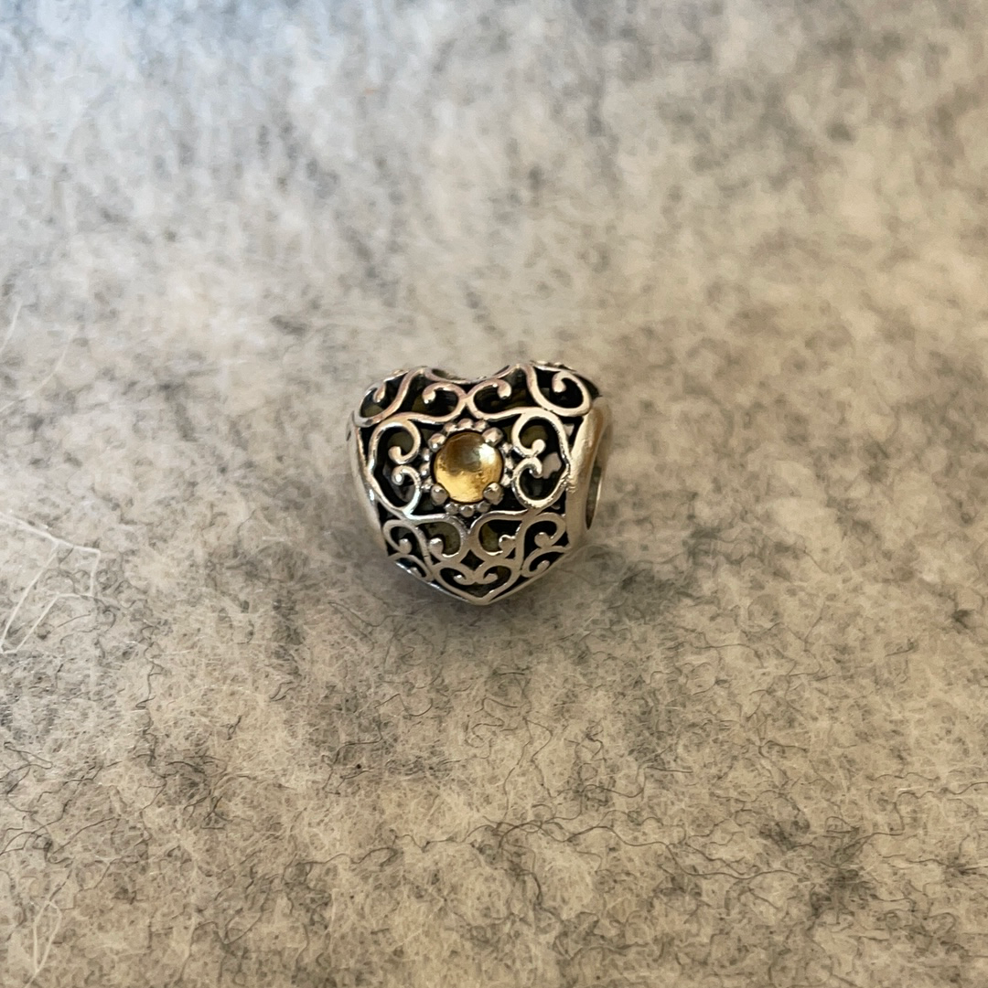 Genuine Pandora Birthstone Heart Yellowy Orange Stone