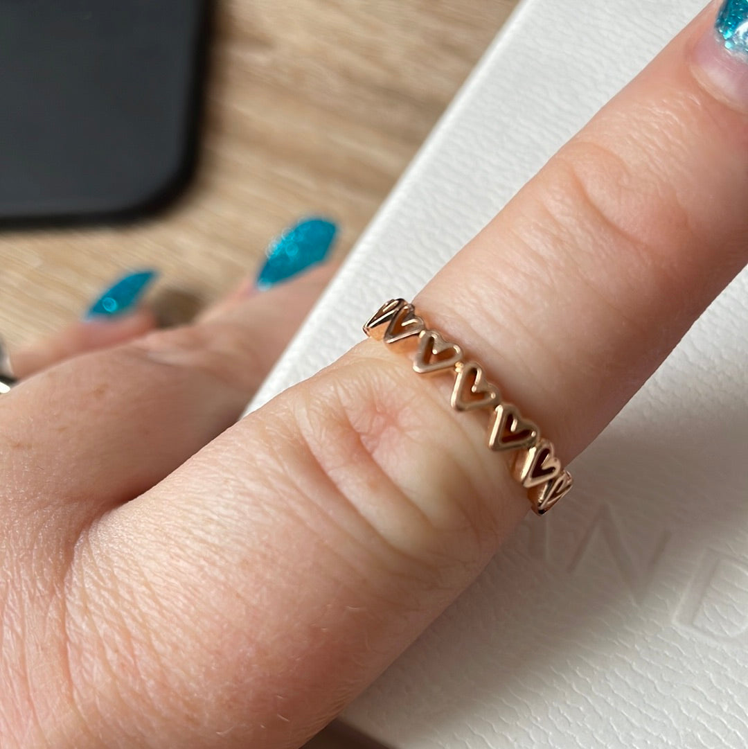 Genuine Pandora Rose Gold / Silver Free Hand Heart Openwork Ring ..
