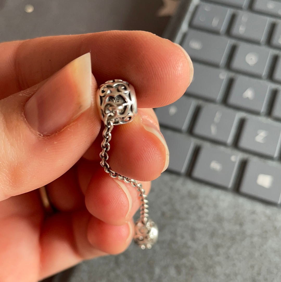 Genuine Pandora Enchanted Style Safety Chain Swirly Hearts