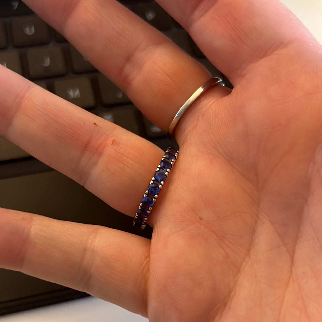 Genuine Pandora Blue/ Clear Square CZ Pave Ring Size 56
