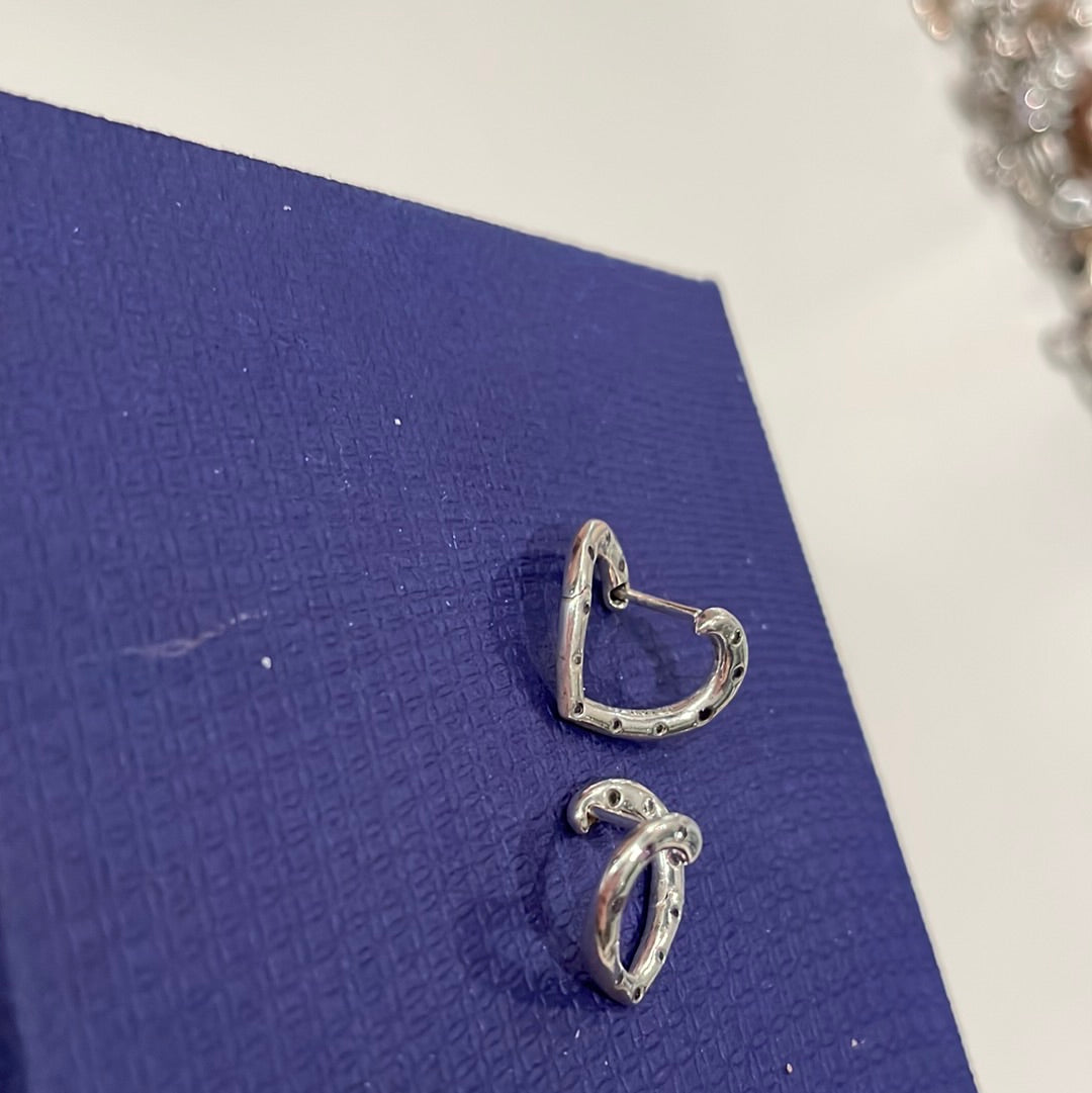 Genuine Pandora Pink and Purple 2018 Mothers Day Heart Pave earrings Hoops HTF