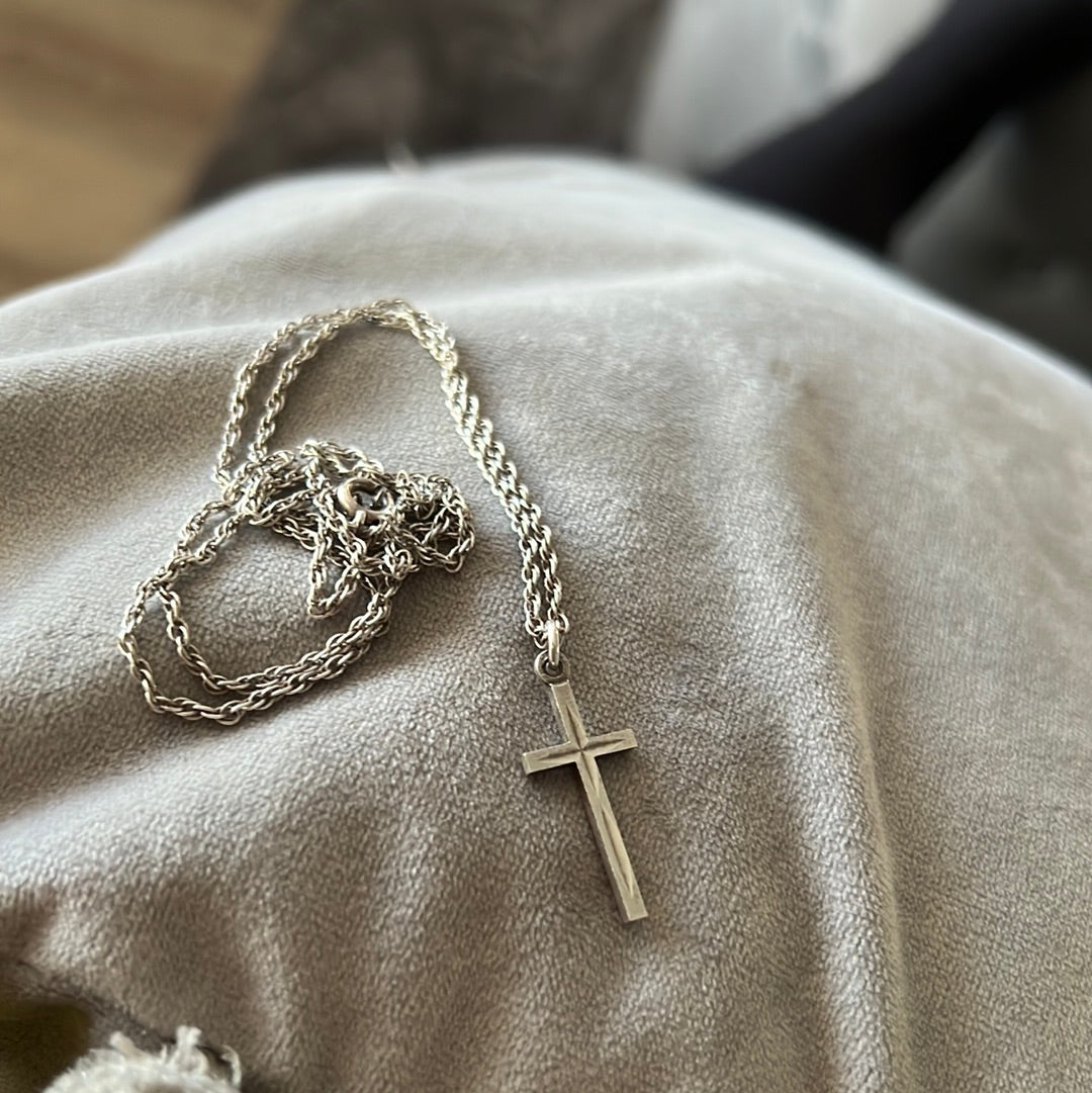 Sterling Silver Christian Cross Religious Necklace 60cm