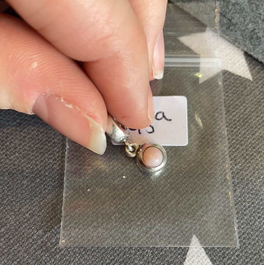 Genuine Pandora Pink Cabochon Stone Dangle Rare HTF Charm