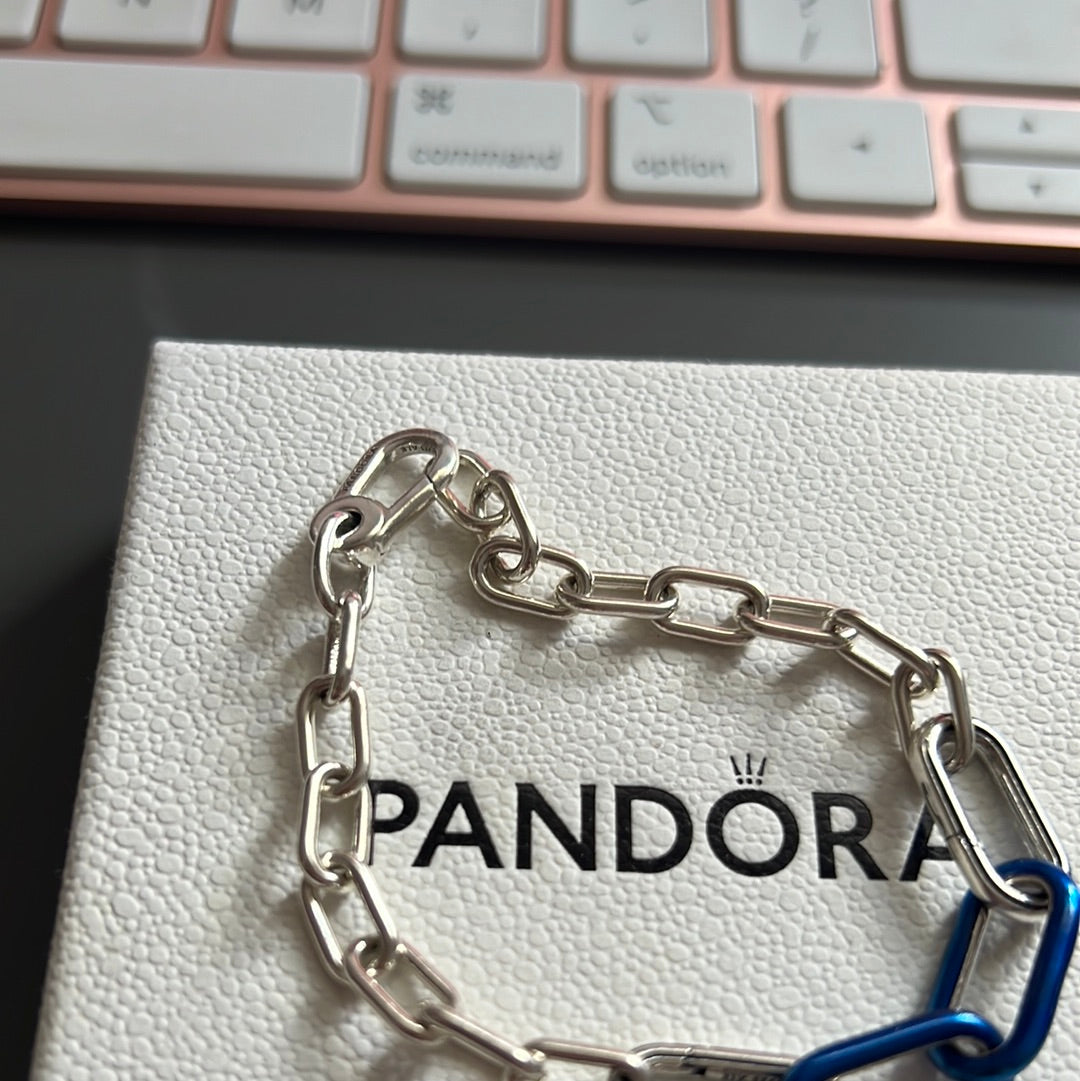 Genuine Pandora Me Essence Blue Enamel Links New Style Link Chain Bracelet Size 17cm