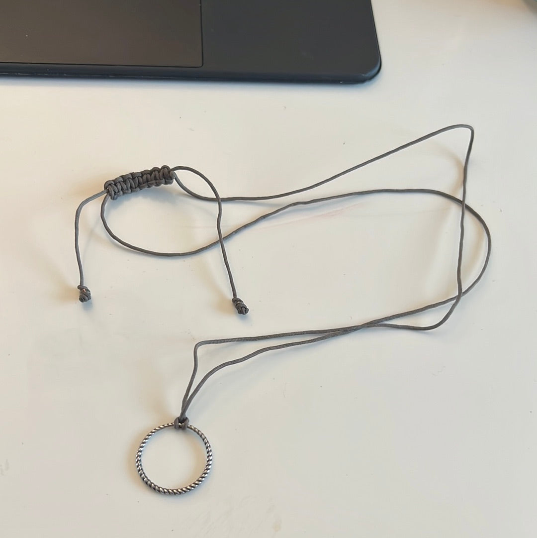 Genuine Thomas Sabo Sterling Silver Charm Hoop String Necklace