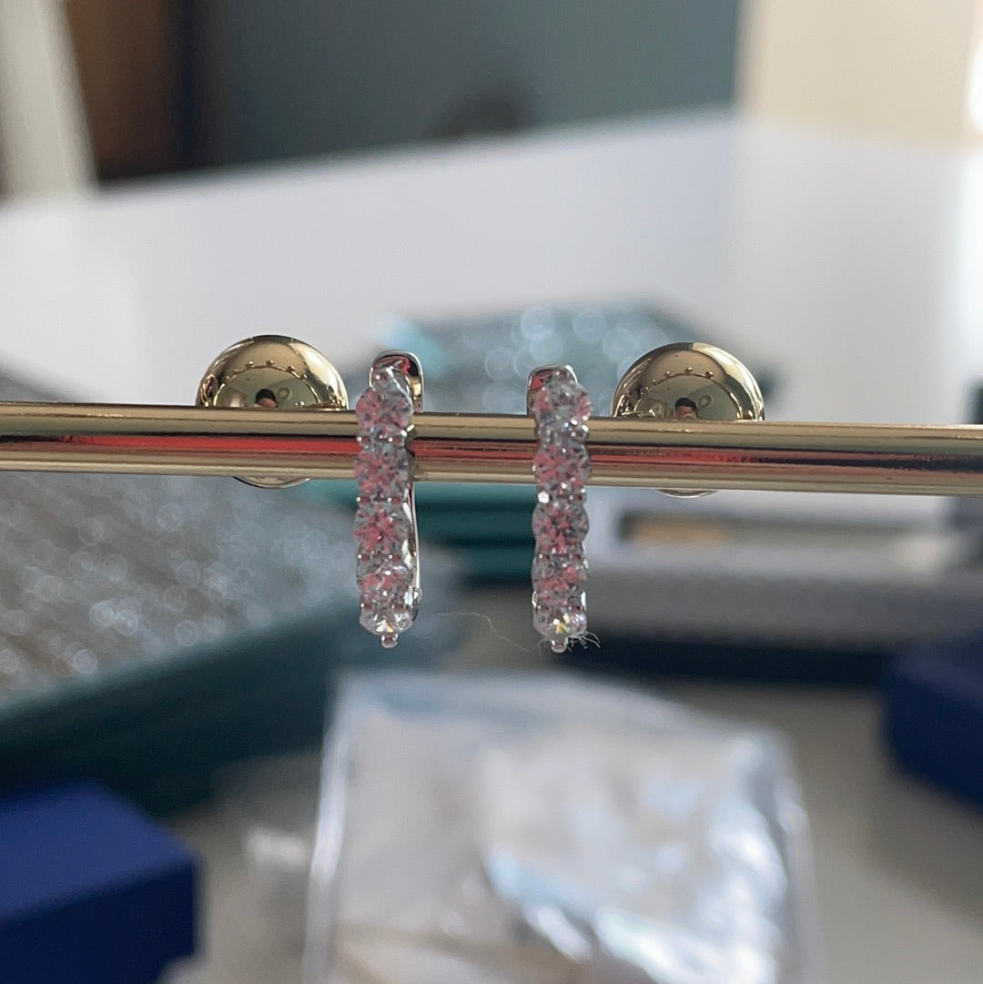 Brand New Sterling Silver CZ Half Hoops CZ Beautiful