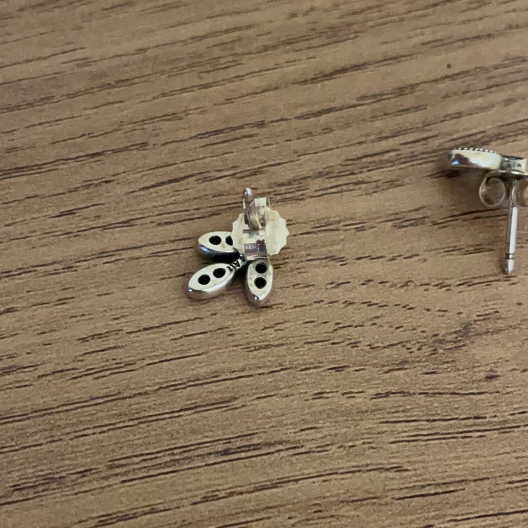 Genuine Pandora Retired Pave Leaf Earrings