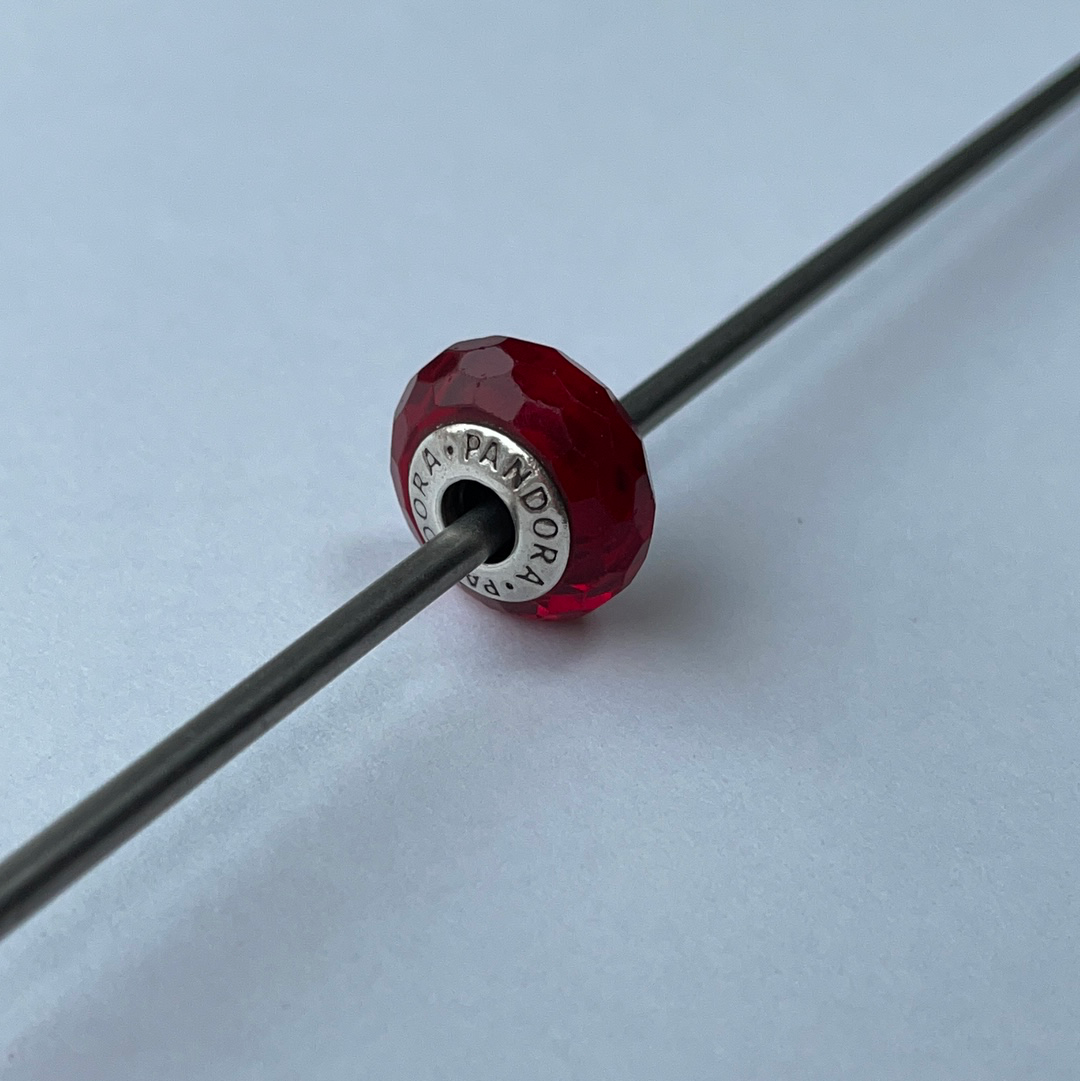 Genuine Pandora Red Faceted Glass Murano