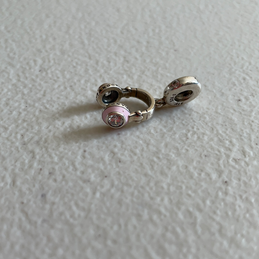 Genuine Pandora Pink Enamel Headphones Music Lover Charm Dangle With CZ