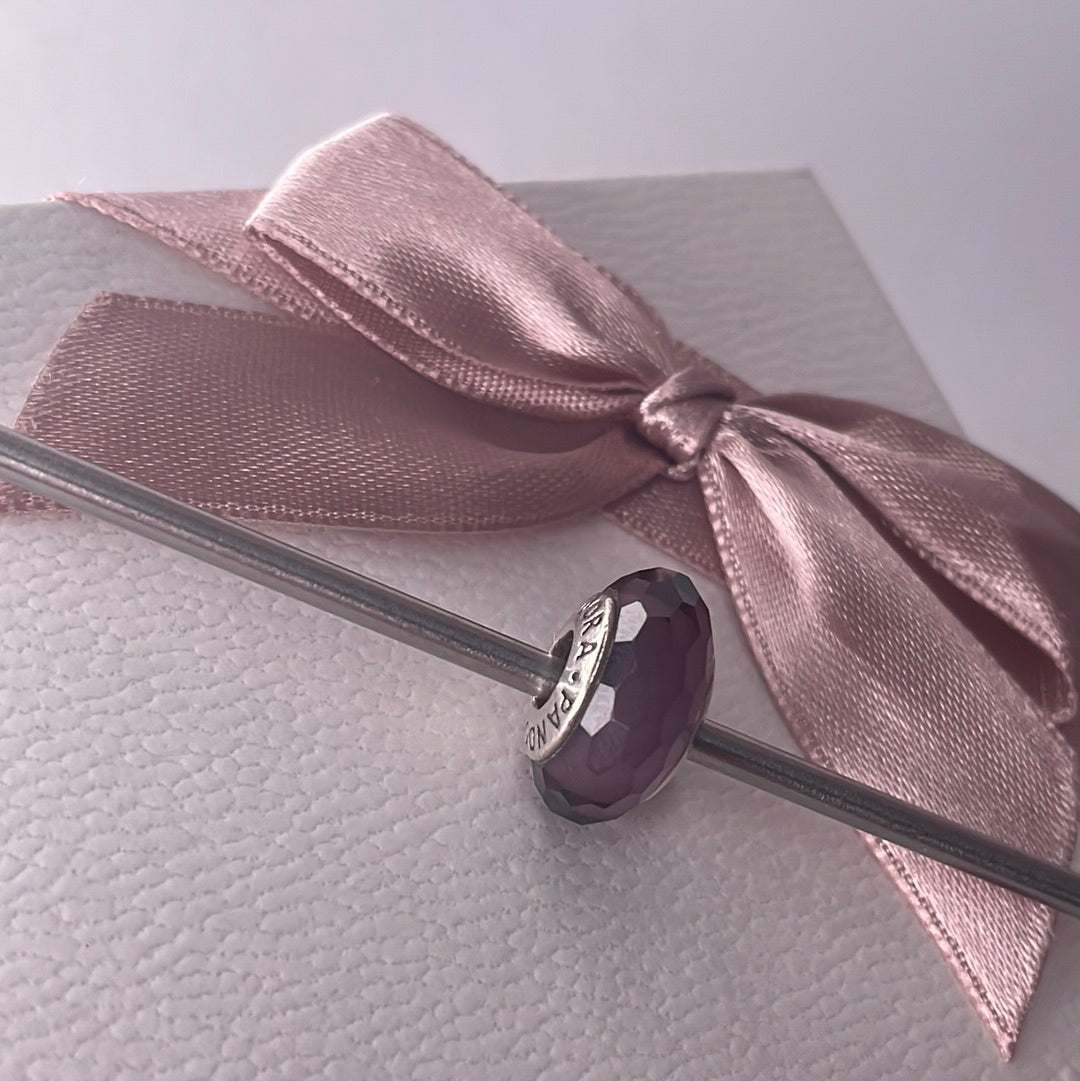 Genuine Pandora Purple Glass Murano Faceted Charm