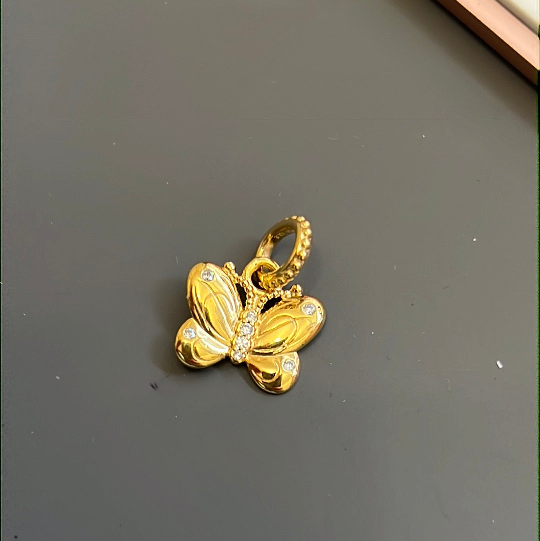 Genuine Pandora Shine Gold Butterfly Sparkle Pave Dangle Charm