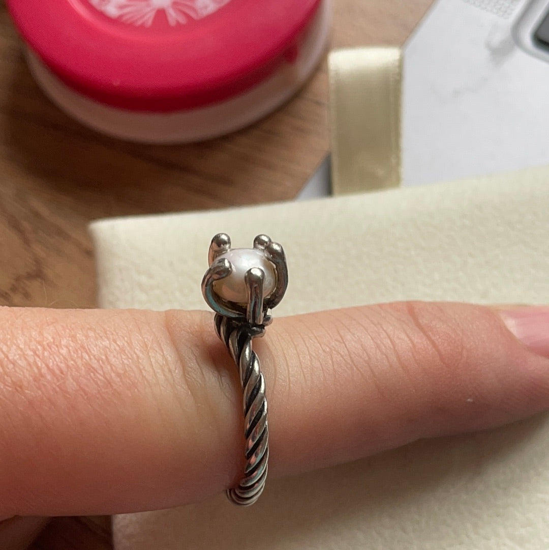 Genuine Pandora Ring With CUSTOM Pearl Size 56 PLEASE READ DESCRIPTION