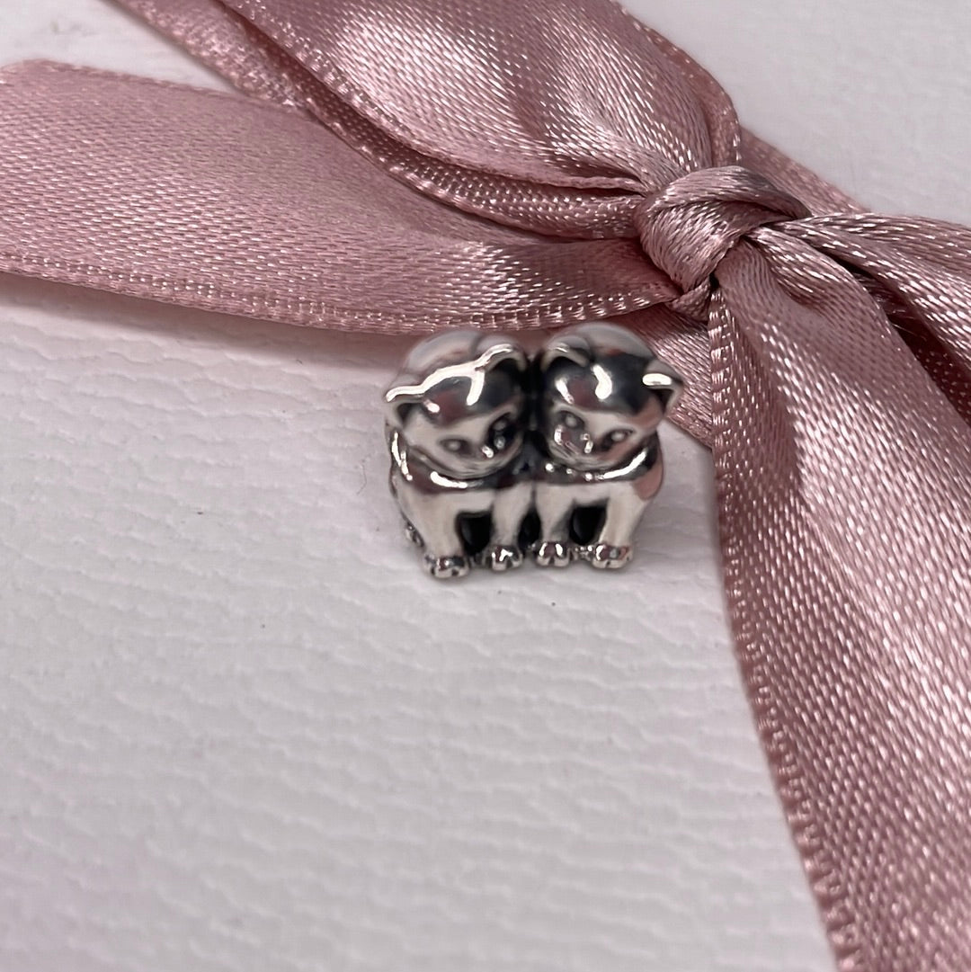 Genuine Pandora Pair of Cats Siamese Animal Charm