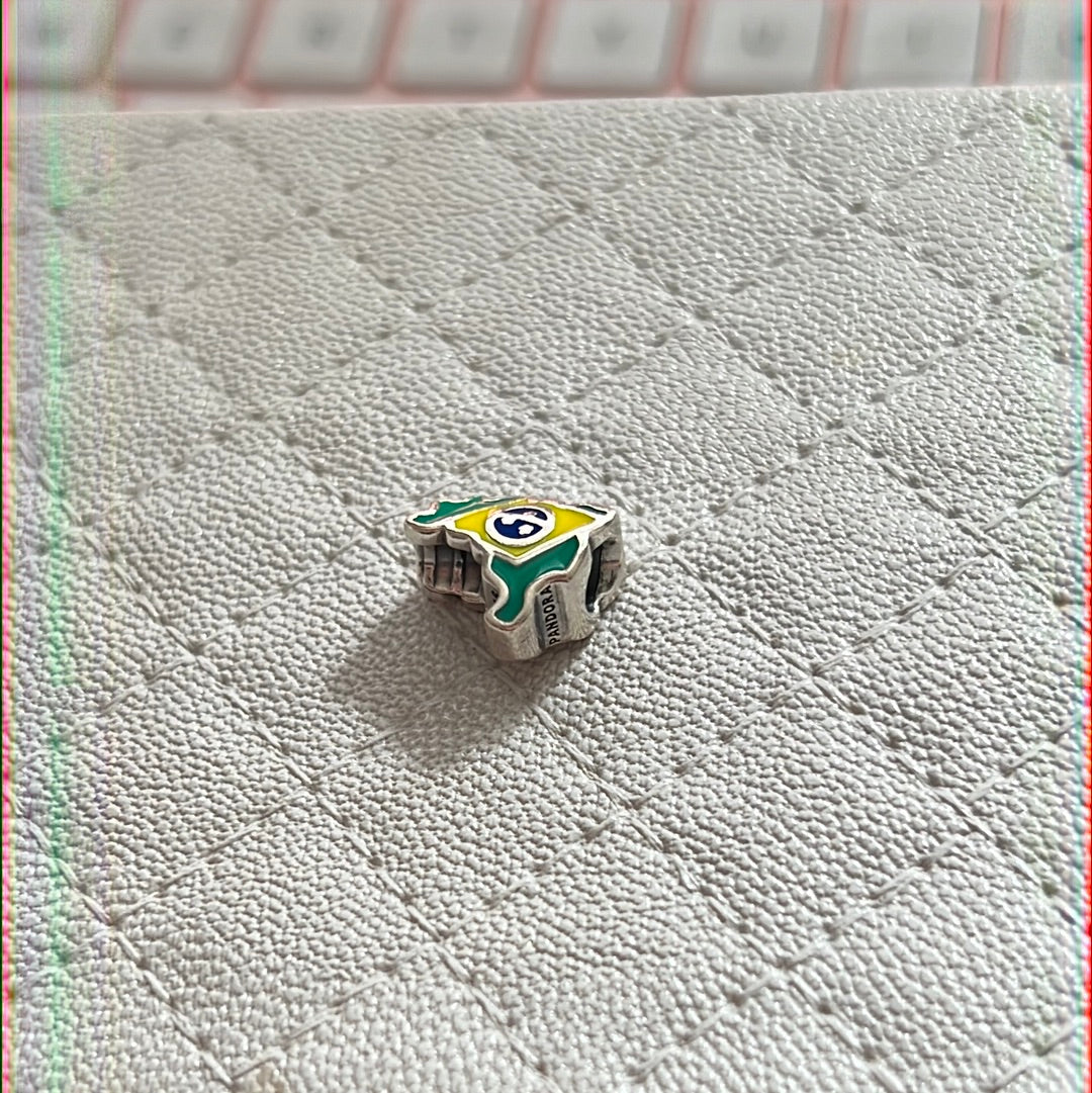 Genuine Pandora Brazil Map Flag Enamel Charm
