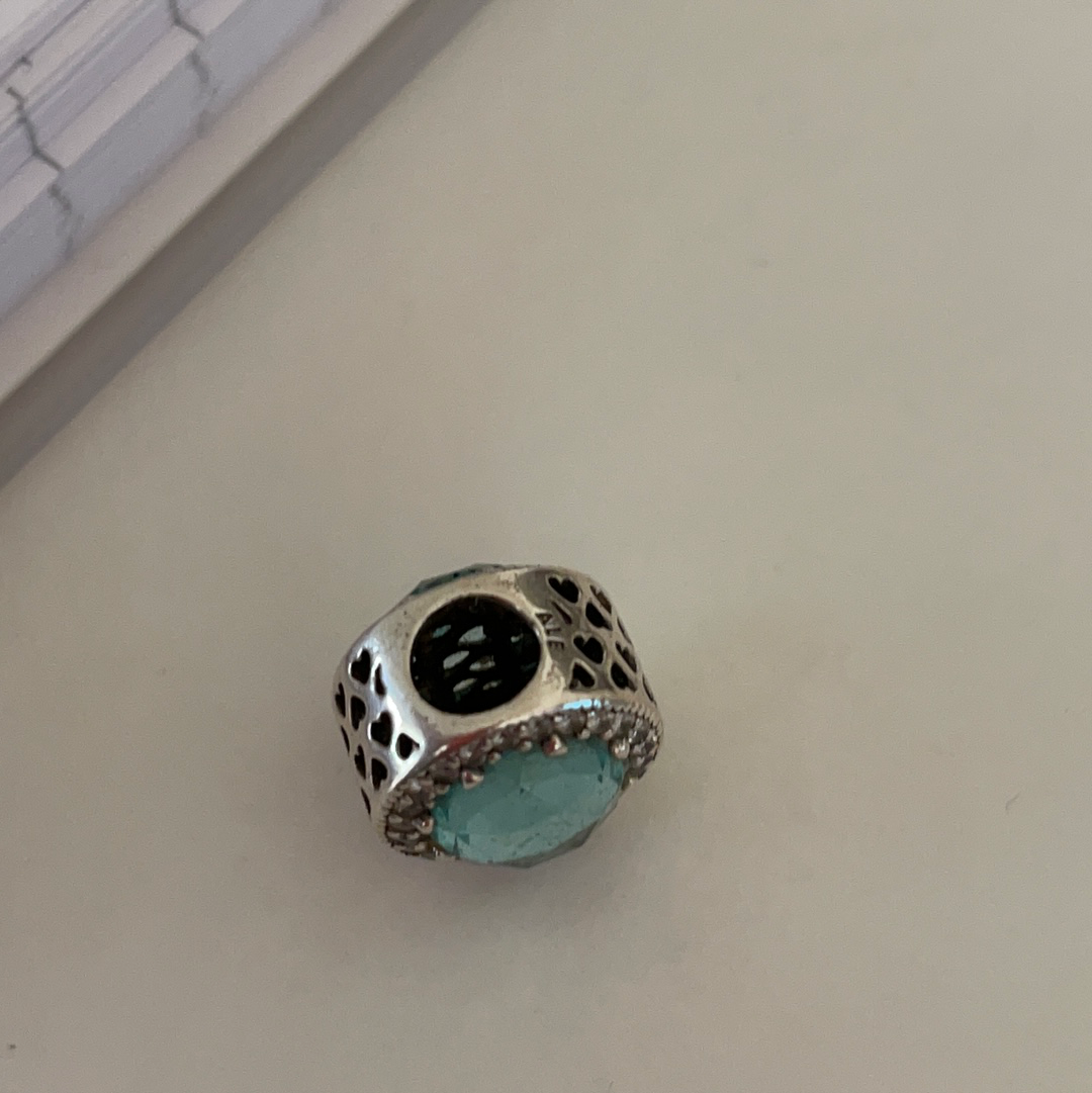 Genuine Pandora Beautiful Blue / Green Radiant Heart Charm