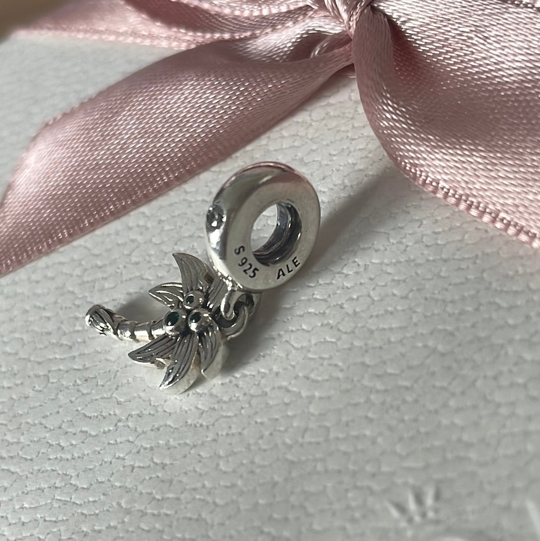 Genuine Pandora New Style Pave Palm Tree Pave Dangle Charm