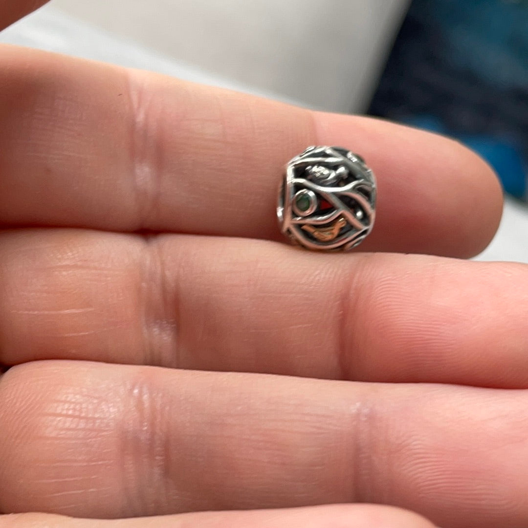 Genuine Pandora Two Tone Birds of a Feather Peridot Charm