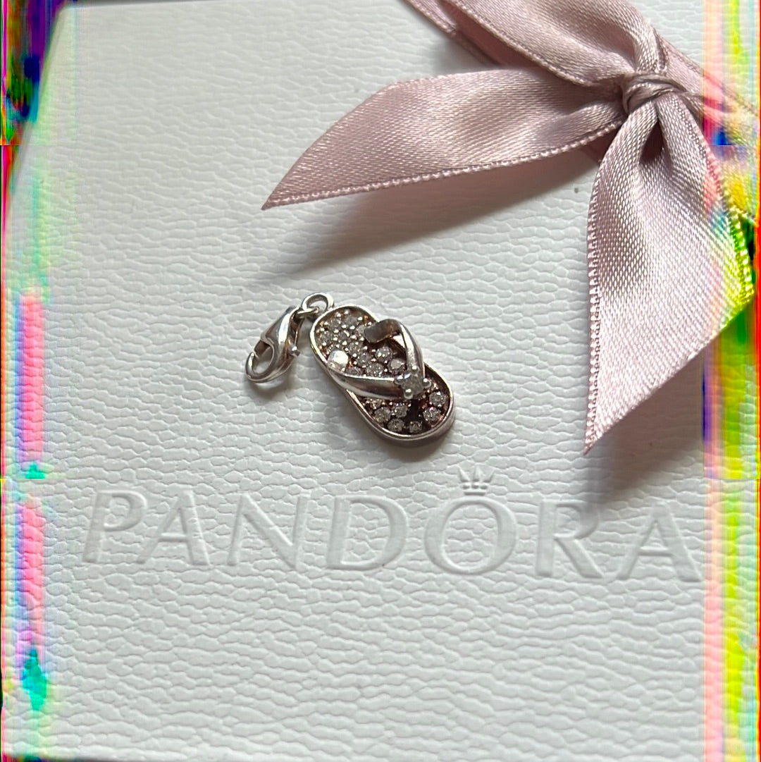 Genuine Thomas Sabo Sterling Silver Dangle Charm Pave Flip Flop Charm