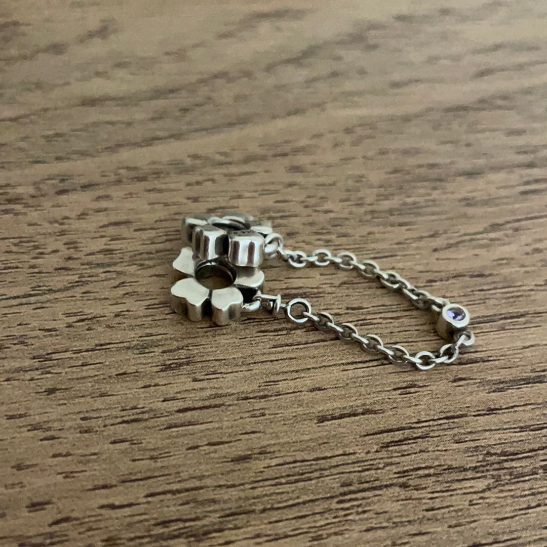 Genuine Pandora Bloom Meadow Flower Safety Chain With CZ.