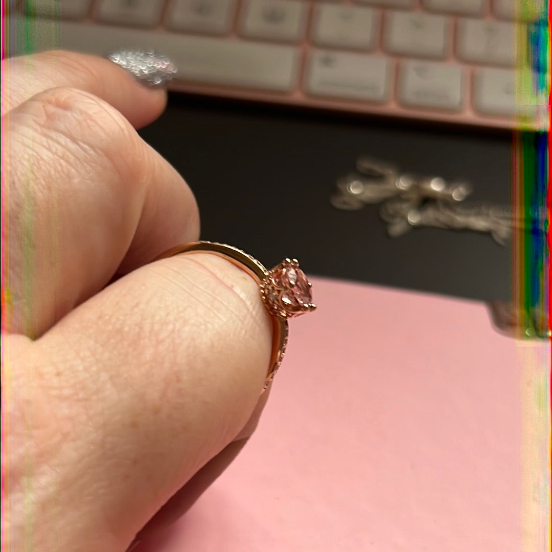 Genuine Pandora Rose Gold Pink Stone Crown Ring Size 60