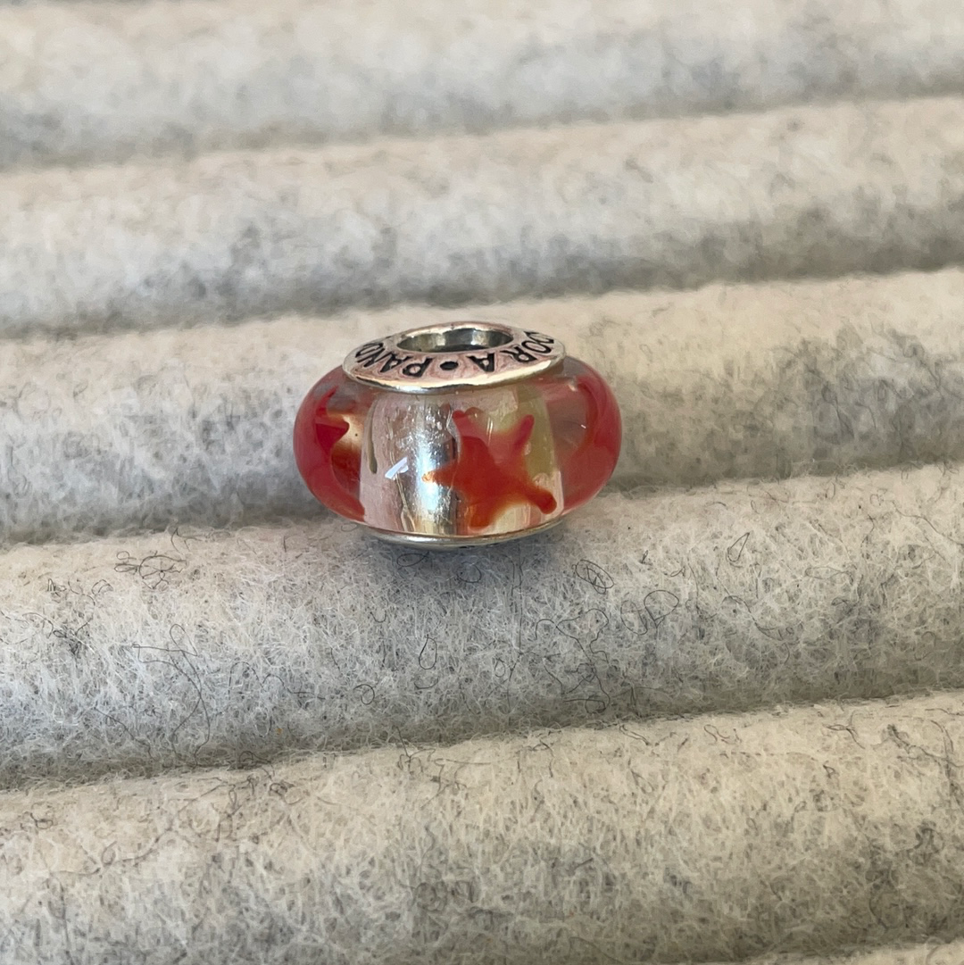 Genuine Pandora Red Star Murano Charm