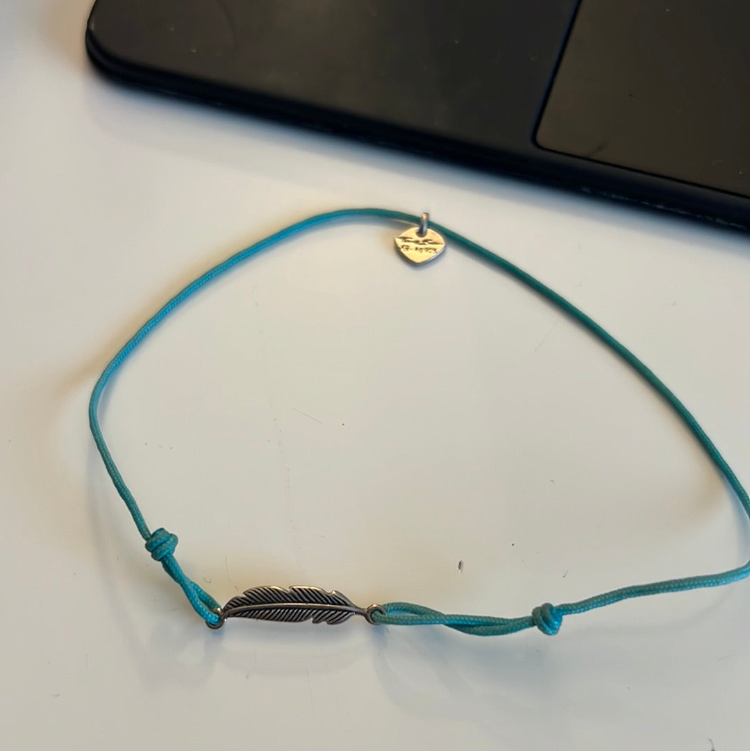 Thomas Sabo Sterling Silver Feather Anklet Turquoise