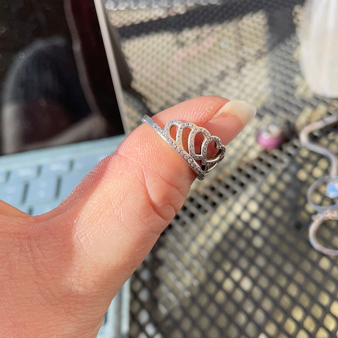 Genuine Pandora Princess Heart Tiara Ring Size