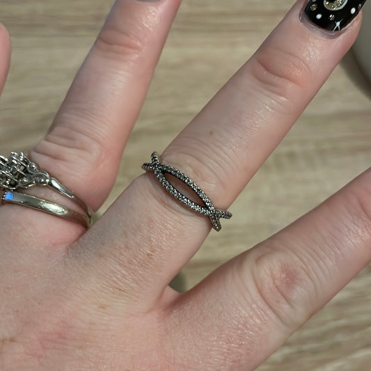 Genuine Pandora Cross Over CZ Pave Ring Size 52