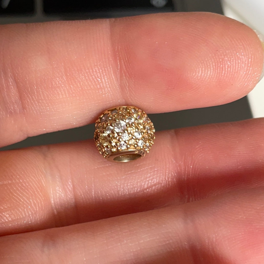Genuine Pandora Shine Gold Pave Clear Stone Ball Charm