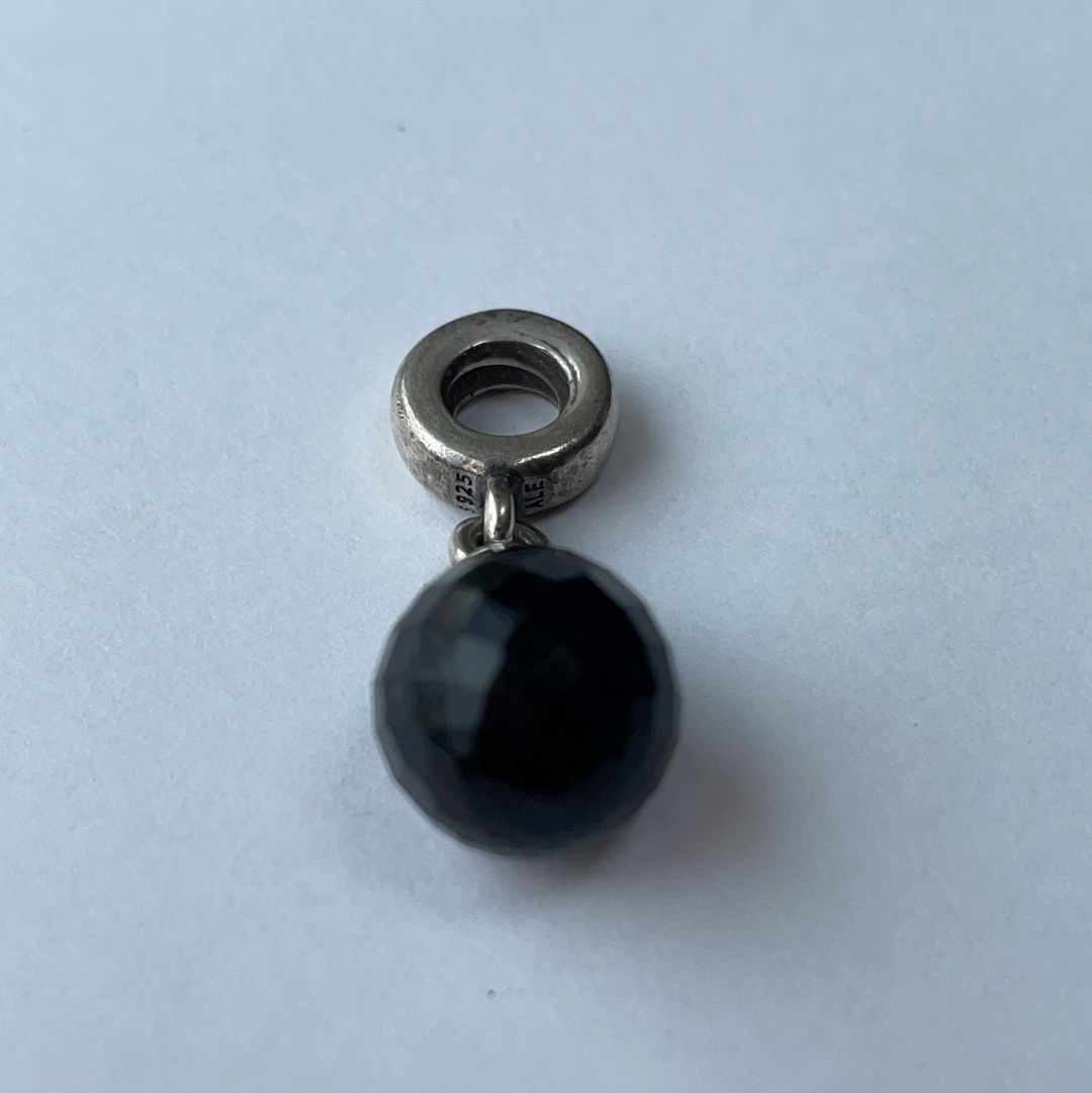 Genuine Pandora Black Faceted Murano Dangle Charm